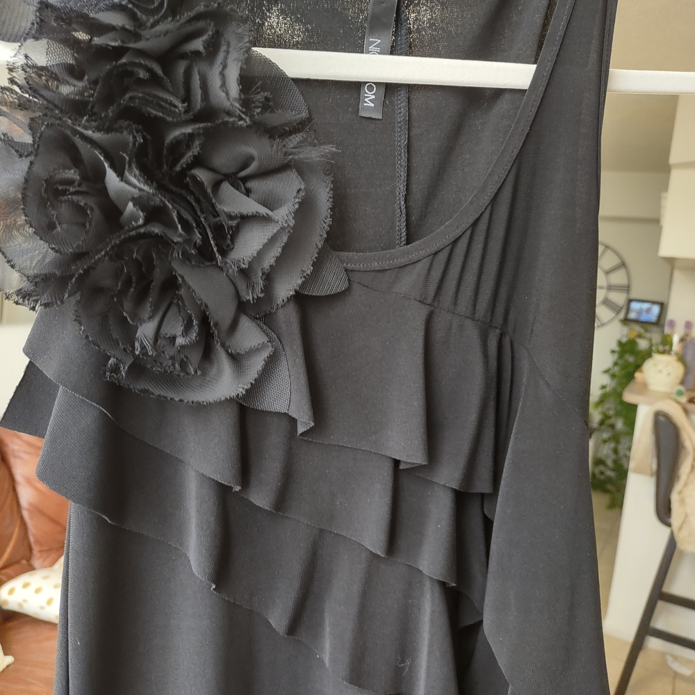 Black Ruffled Asymmetrical Sundress